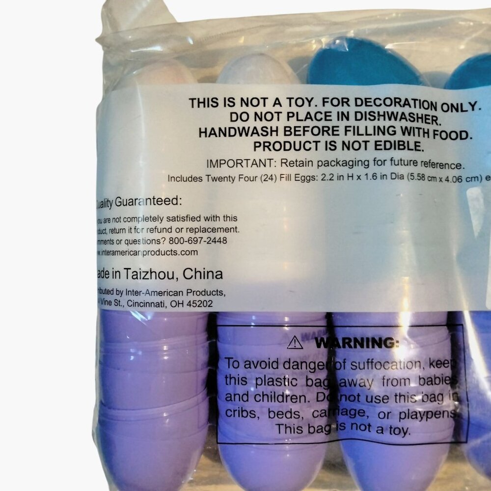 Easter Fill Eggs Hinged Blue White Purple Plastic Party Favor 24 Ct pack - Picture 4 of 7